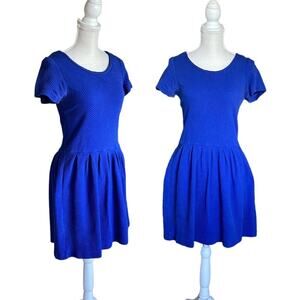 Ganni Cobalt Blue Textured Fit & Flare Dress Large INVN